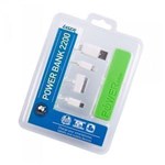 LASER EMERGENCY POWER BANK 2200MAH with 3 in 1 CHARGING CABLE GREEN