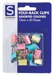 SOVEREIGN FOLDBACK CLIPS 15MM ASST COLS PK20