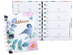CUMBERLAND FLORAL BIRD ADDRESS BOOK SPIRAL 72 LEAF 130 X 100MM
