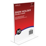 DEFLECTO 47901 SIGN AND DOCUMENT HOLDER PORTRAIT DOUBLE SIDED A5 CLEAR