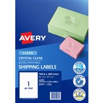 AVERY 959065 L7567 CRYSTAL CLEAR ADDRESS LABEL LASER 1UP CLEAR