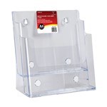 DEFLECTO 77865 BROCHURE HOLDER TWO TIER FREE STANDINGWALL MOUNT A4 CLEAR