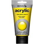 REEVES PREMIUM ACRYLIC PAINT 75ML TUBE MEDIUM YELLOW
