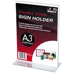 DEFLECTO 48001 SIGN HOLDER TSHAPE DOUBLE SIDED PORTRAIT A3 CLEAR
