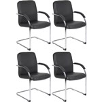 MONACO VISITORS CHAIR CANTILEVER BASE ARMS PU BLACK SET 2