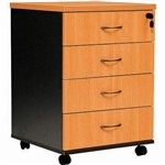 OXLEY MP4 MOBILE PEDESTAL 4 DRAWER LOCKABLE 25MM TOPSIDE BEECHIRONSTONE