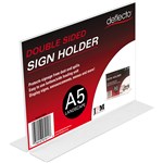DEFLECTO 47911 SIGN HOLDER TSHAPE DOUBLE SIDED LANDSCAPE A5 CLEAR