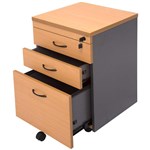 RAPID WORKER CMP2D1F MOBILE PEDESTAL 3 DRAWERS LOCKABLE 690 X 465 X 447MM BEECHIRONSTONE
