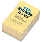 STICKON NOTES MESSAGE PAD 100 SHEETS 102 X 52MM YELLOW PACK 6