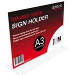 DEFLECTO 48011 SIGN HOLDER TSHAPE DOUBLE SIDED LANDSCAPE A3 CLEAR