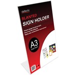 DEFLECTO 47601 SIGN HOLDER PLASTIC SLANTED PORTRAIT A3 CLEAR