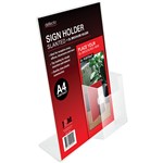 DEFLECTO 590501 SIGH HOLDER SLANTED PORTRAIT WITH DL BROCHURE POCKET A4 CLEAR