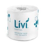 LIVI 1002 ESSENTIALS TOILET TISSUE 2 PLY 700 SHEET CARTON 48