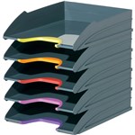 DURABLE VARICOLOR LETTER TRAYS 255 X 55 X 330MM GREYYELLOWORANGEREDPINKPURPLE 
