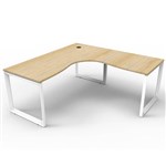RAPID INFINITY DELUXE 1 PERSON LOOP LEG SINGLE SIDED CORNER WORKSTATION 1500 X 1500MM NATURAL OAK TOP  WHITE FRAME