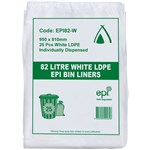 HUHTAMAKI LDPE BIN LINER EPI 82 LITRE WHITE PACK 25