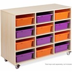 VISIONCHART EDUCATION MOBILE STORAGE TOTE TRAY TROLLEY 12 BAYS
