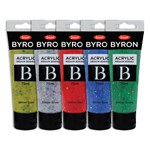 JASART BYRON ACRYLIC PAINT 75ML GLITTER ASSORTED PACK 5