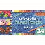 ZART WOODLESS SOFT COLOUR PENCILS PASTEL ASSORTED PACK 24