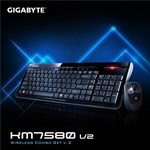 GIGABYTE KM7580 USB 24GHz WIRELESS KEYBOARD  MOUSE COMBO SPILL RESISTANT 1600DPI ADJUSTABLE PORTABLE NANO RECEIVER 