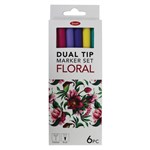 JASART DUAL NIB BRUSH FINELINER FLORAL SET 6