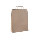 FLAT HANDLE 40 FLAT FOLD BAG BROWN KRAFT 285 X 200 X 100MM 135GSM PACK 50