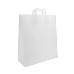 FLAT HANDLE 40 FLAT FOLD BAG WHITE 285 X 200 X 100MM 70GSM PACK 50
