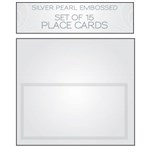 PLACE CARD SET SILVER PEARL EMBOSSED PACK 15