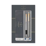 PARKER GIFT SET DUO JOTTER BALLPOINT  FOUNTAIN PEN  STAINLESS STEEL GOLD TRIM