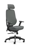 VESPA SYNCHRO MESH BACK CHAIR WITH ARMS  MESH HEADREST LIGHT GREY
