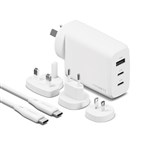 CYGNETT POWERPLUS 60W USB A  USBC PD DUAL PORT WALL CHARGER WITH TRAVEL ADAPTERS WHITE