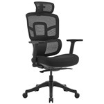 MIAMI EXECUTIVE BLACK MESH BACK TASK CHAIR WITH ARMS  HEADREST 120KG