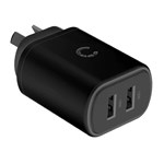 CYGNETT POWERPLUS 12W USBA DUAL PORT WALL CHARGER  BLACK
