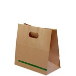 CAPRI KRAFT PAPER CARRY BAG  D CUT HANDLE TAKEAWAY FOOD BROWN 280 X 280 X 150MM BOX 250